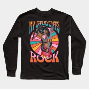 Fun colorful dachshund playing guitar for My students Rock Long Sleeve T-Shirt